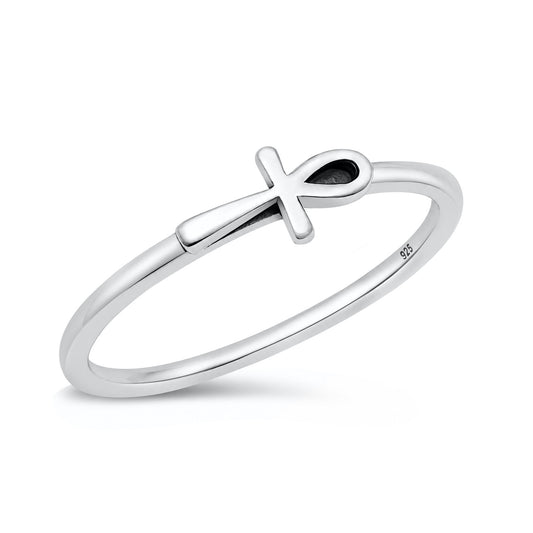 Silver Ankh Cross Ring
