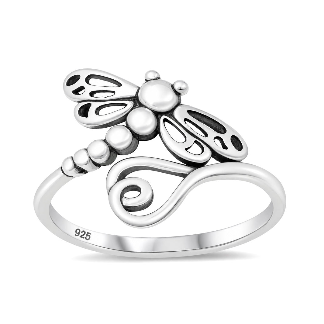 Silver Dragonfly Ring