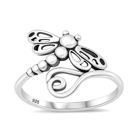 Silver Dragonfly Ring