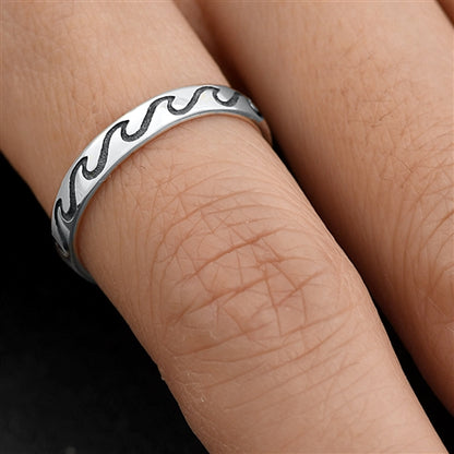 Silver Ring - Wave Band