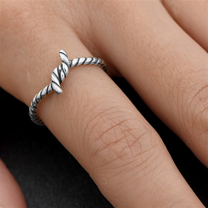 Silver Ring - Rope Knot