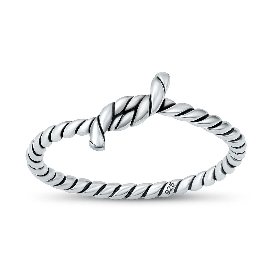 Silver Ring - Rope Knot