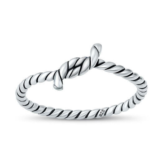 Silver Ring - Rope Knot