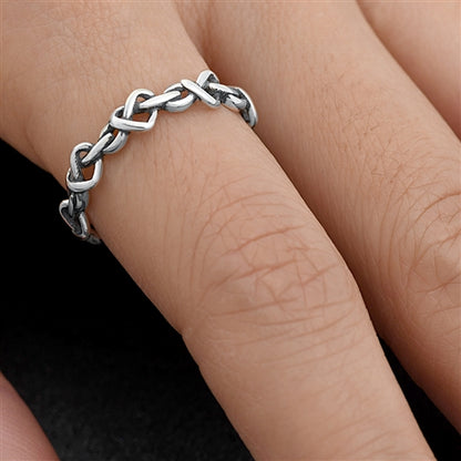 Silver Ring - Heart Knots