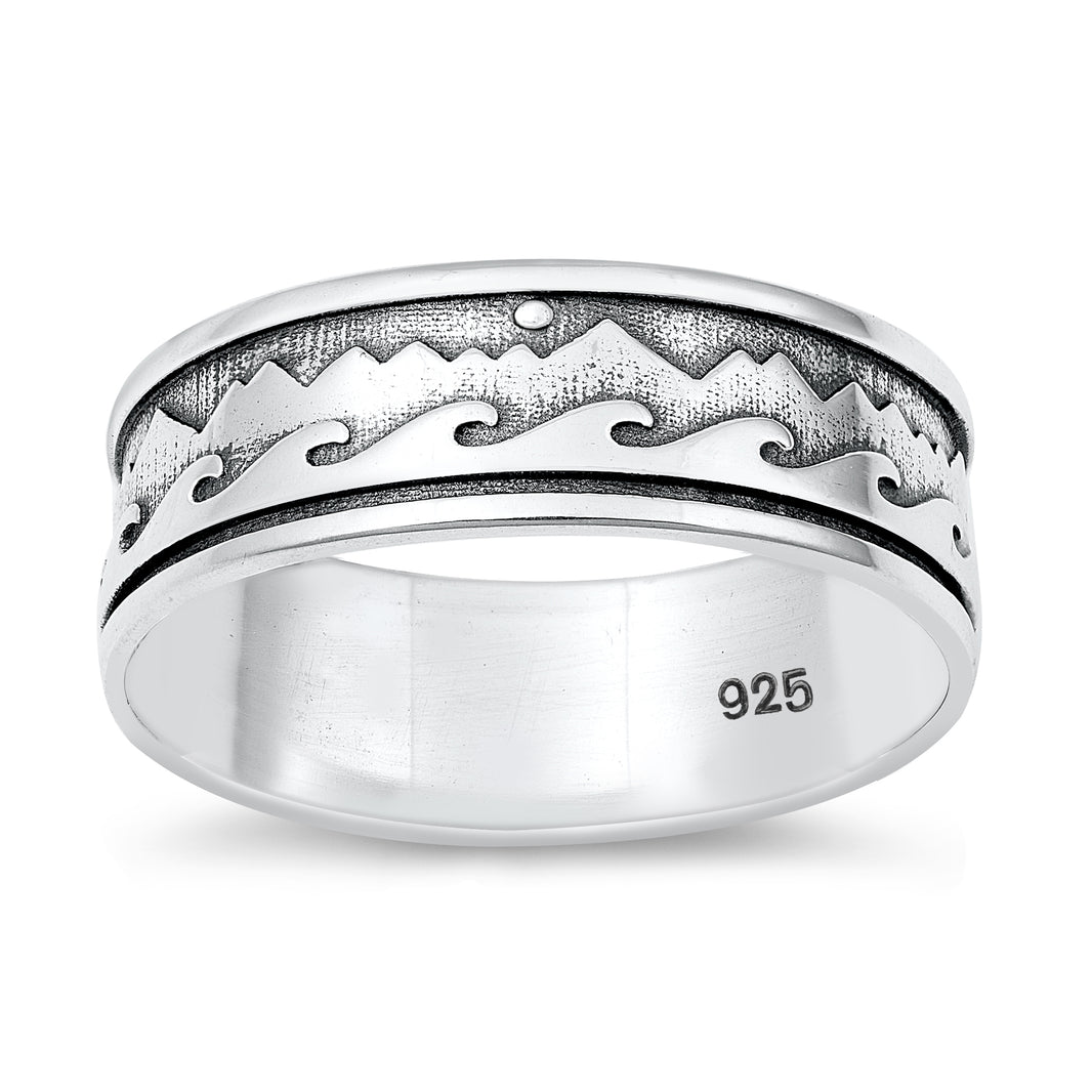 Silver Ring - Mountains & Waves