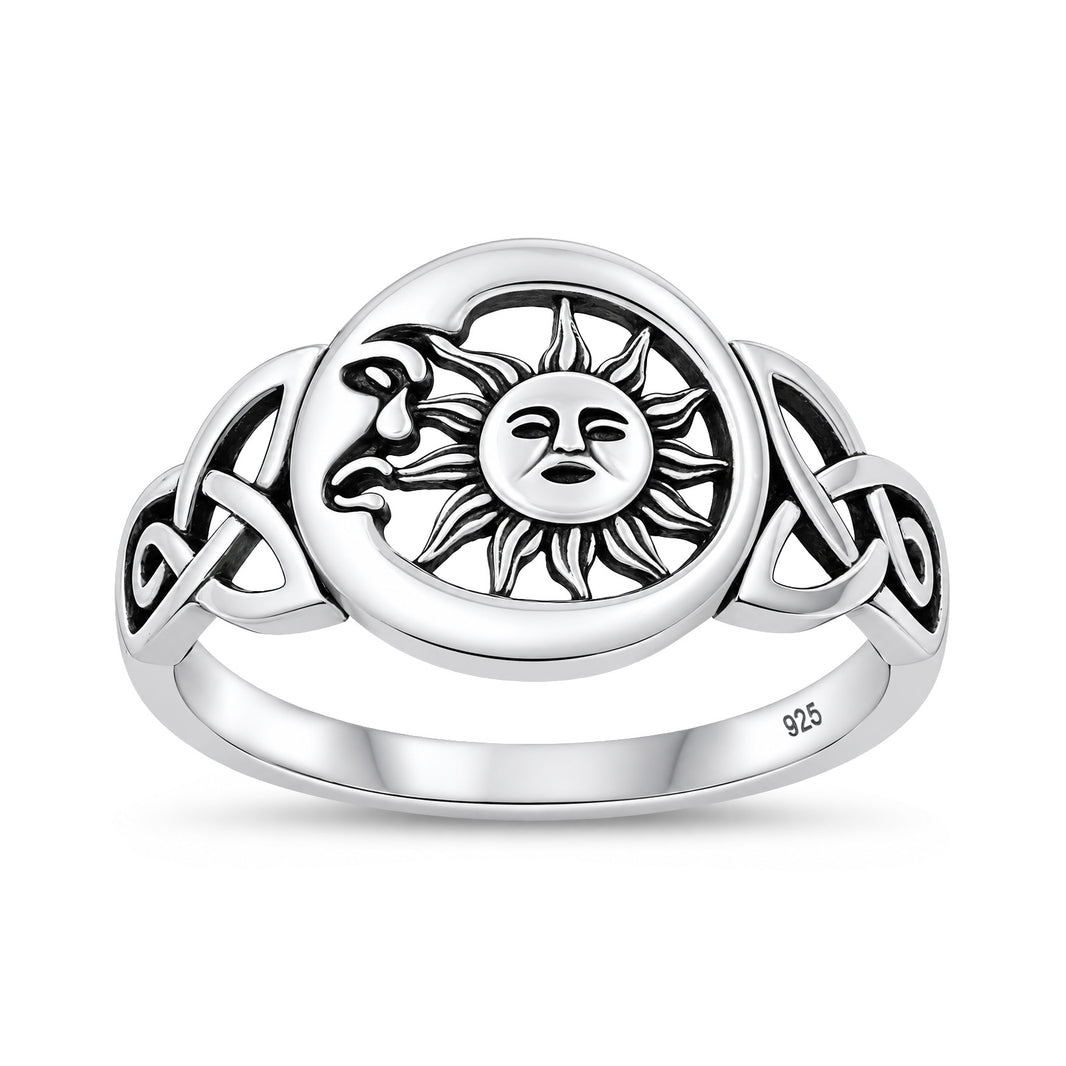 Silver Celtic Moon & Sun Ring