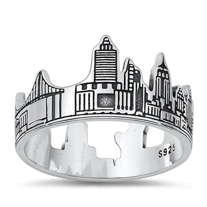 Silver Ring - New York Skyline