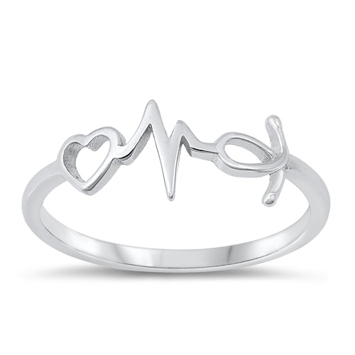 Silver Jewelry - Silver Ring - Heart & EKG – Sidney Imports