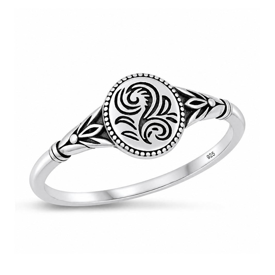 Silver Scrollwork Signet Ring