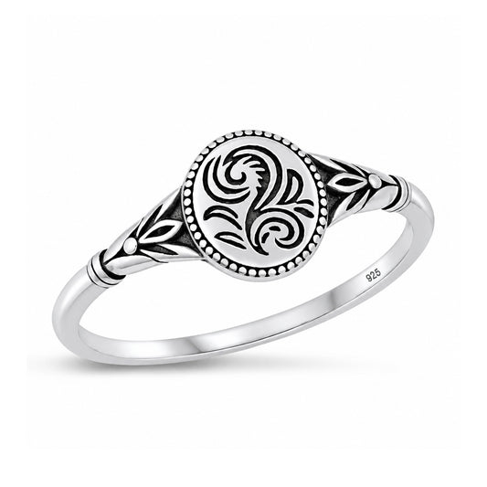 Silver Scrollwork Signet Ring