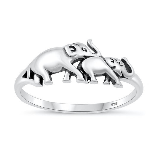 Silver Ring - Elephants