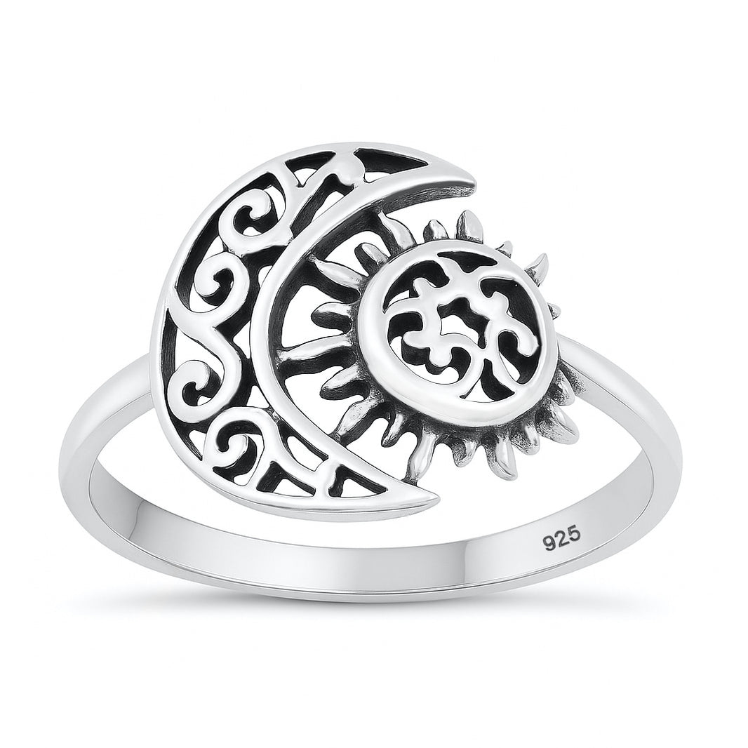 Silver Ring - Moon & Sun