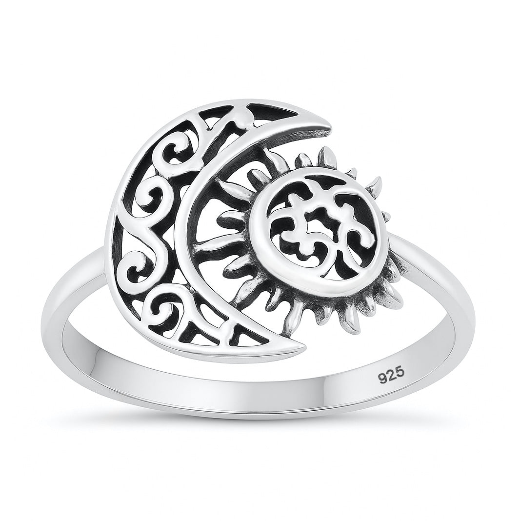 Silver Ring - Moon & Sun