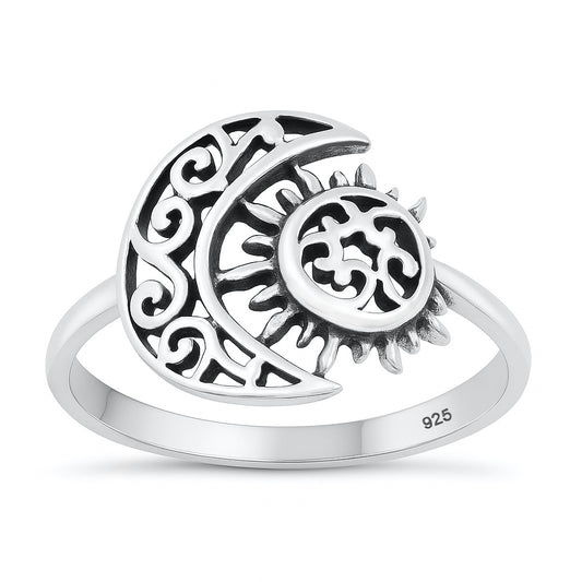 Silver Ring - Moon & Sun