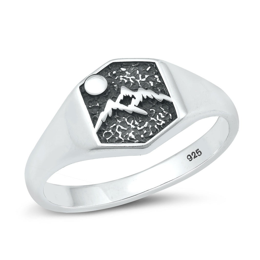 Silver Ring - Mountains & Moon
