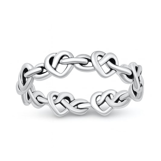 Silver Ring - Knotted Hearts