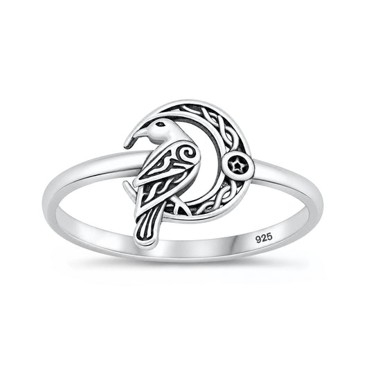 Silver Moon & Star Ring