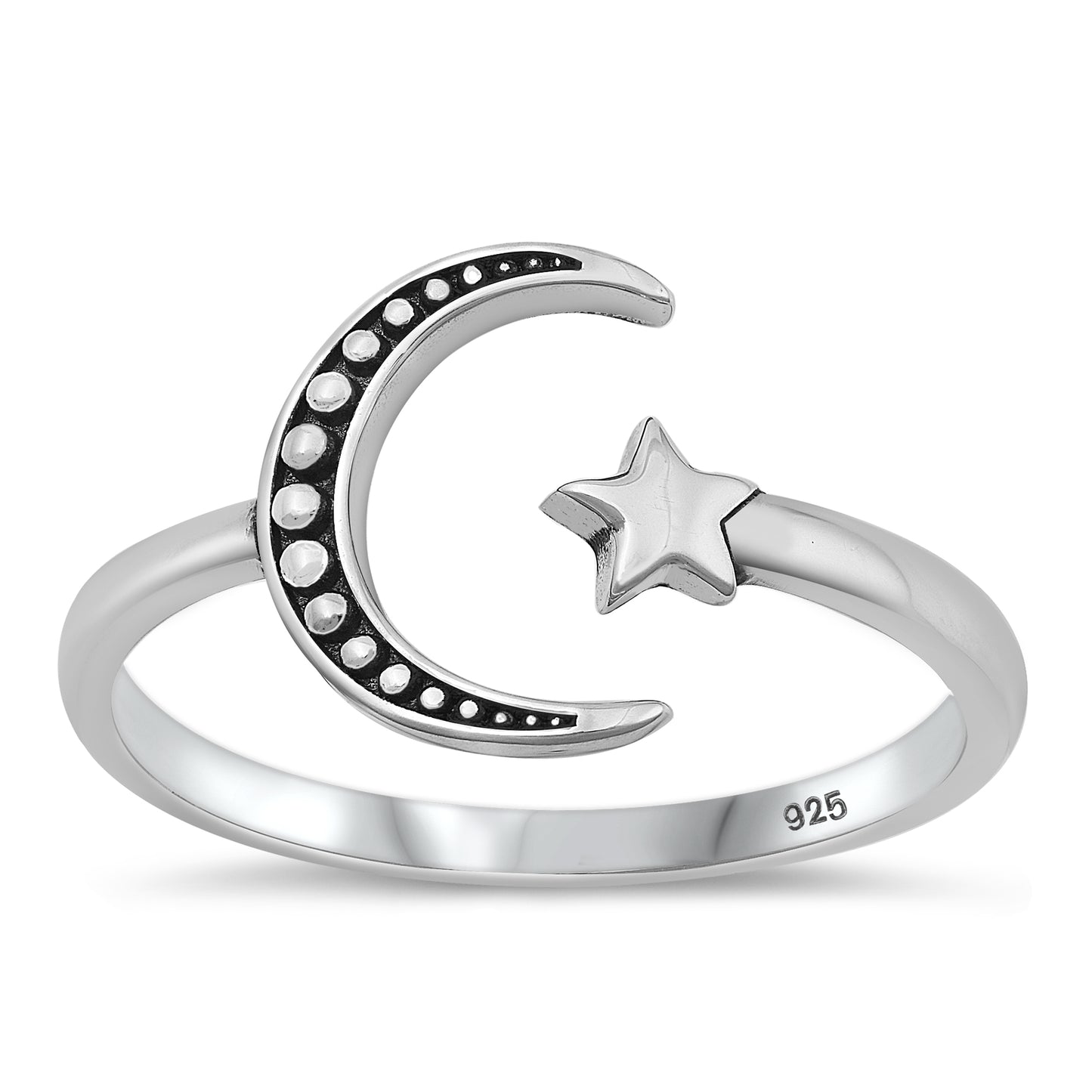 Silver Ring - Moon & Star