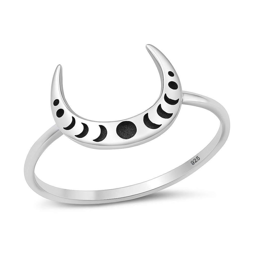 Silver Ring -  Crescent Moon Phases
