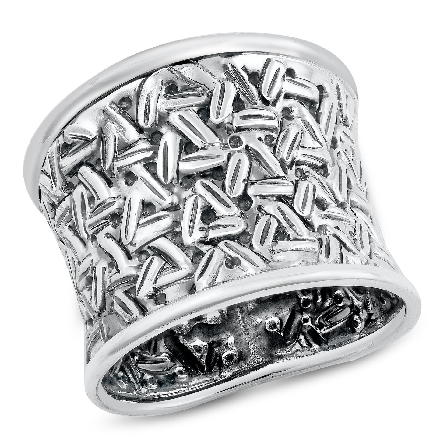 Silver Ring - Basket Weave Design