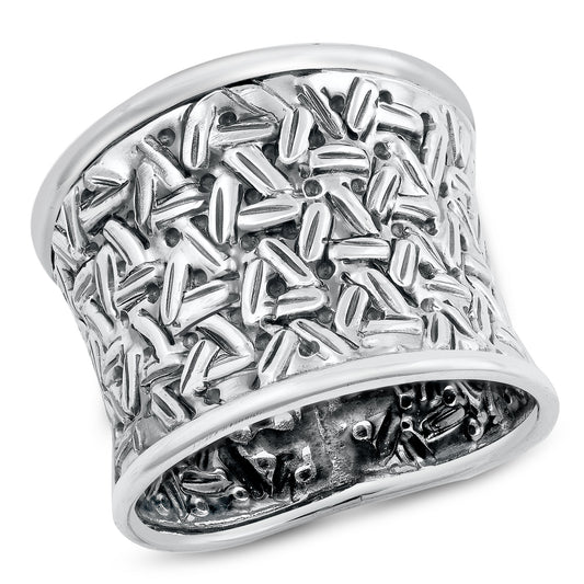 Silver Ring - Basket Weave Design