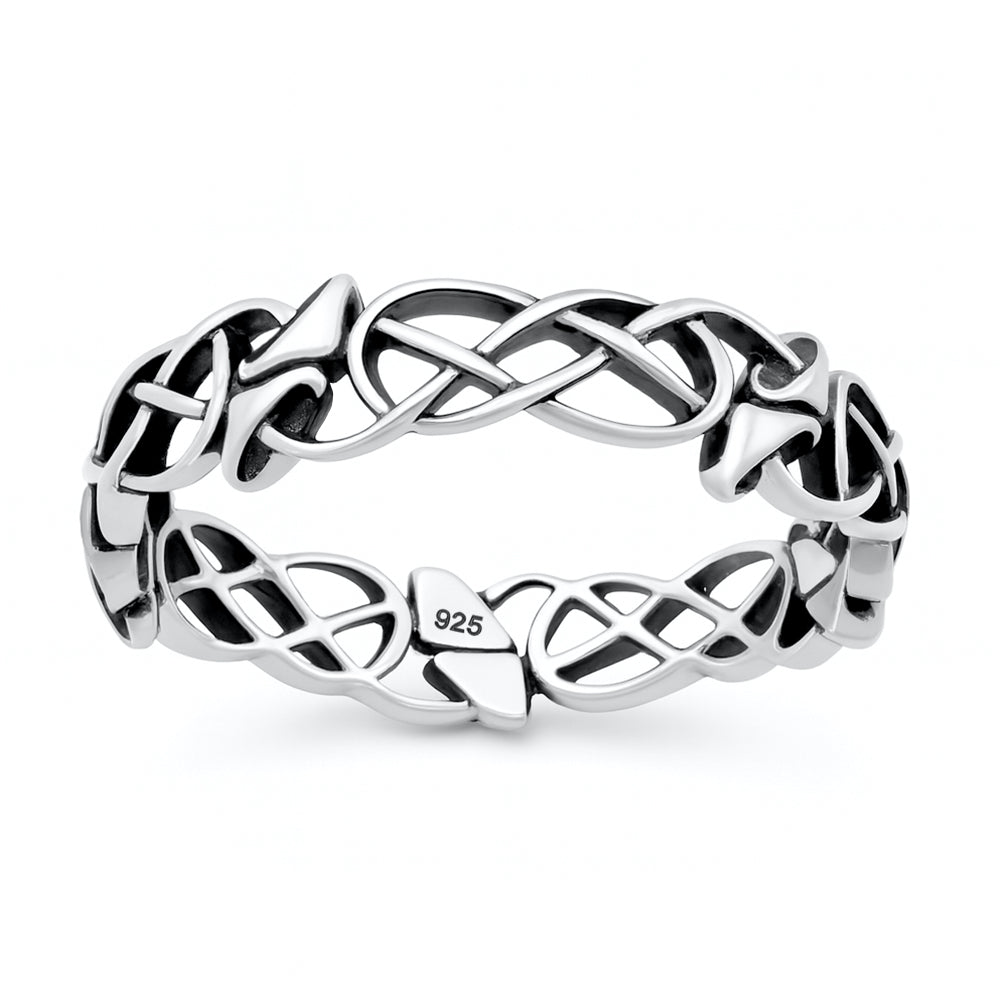 Silver Ring - Celtic Knots & Mushrooms