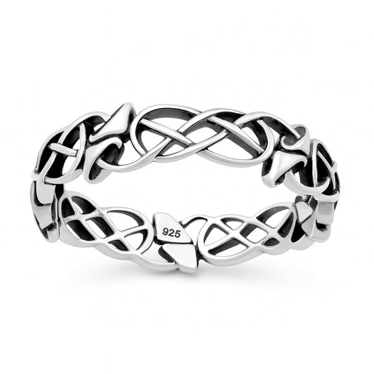 Silver Ring - Celtic Knots & Mushrooms