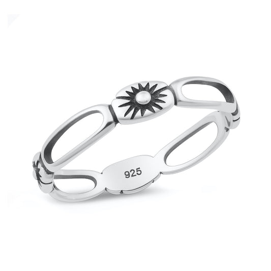 Silver Sunburst Openwork Ring