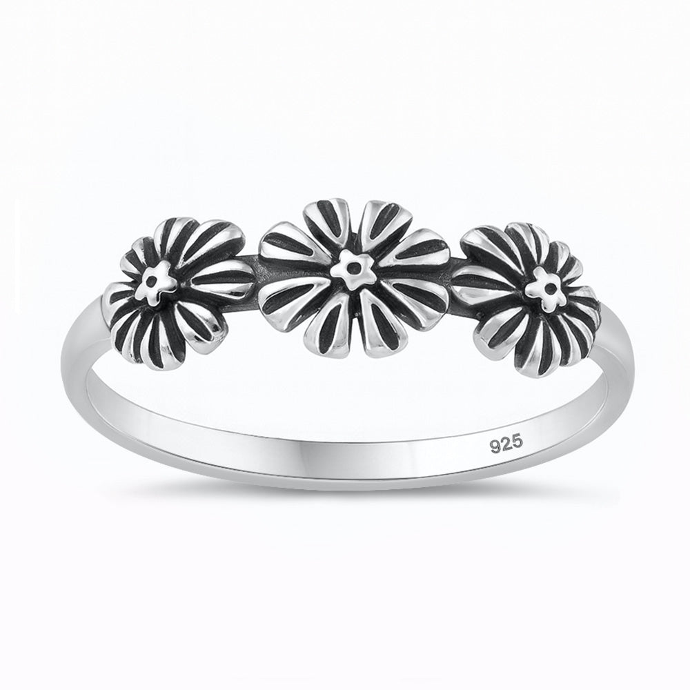 Silver Ring - Flowers