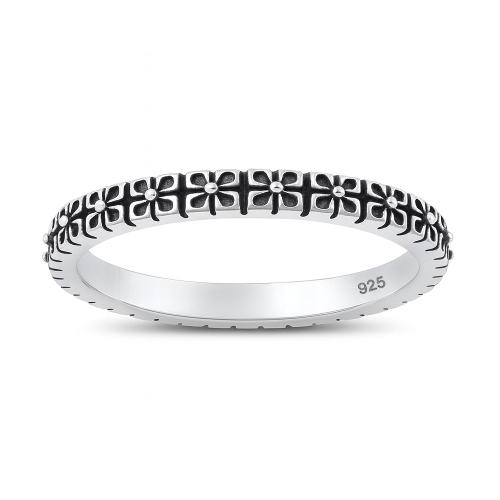 Silver Ring - Flower Band