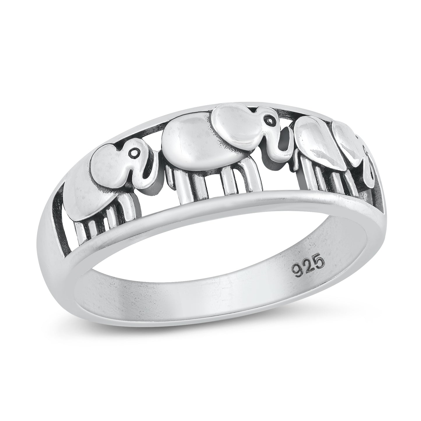Silver Ring - Elephants