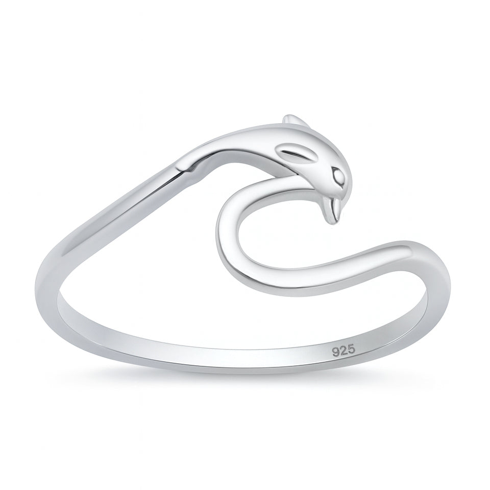 Silver Ring - Dolphin & Wave