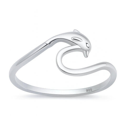 Silver Ring - Dolphin & Wave