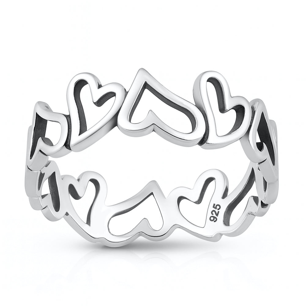 Silver Ring - Open Hearts Band