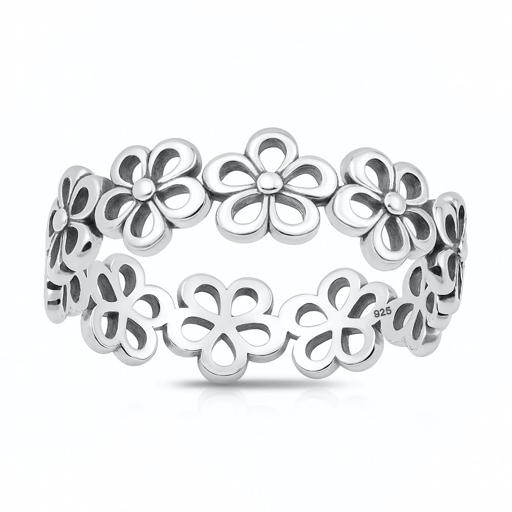 Silver Ring - Flower Band