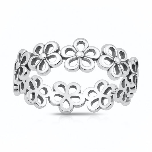 Silver Ring - Flower Band
