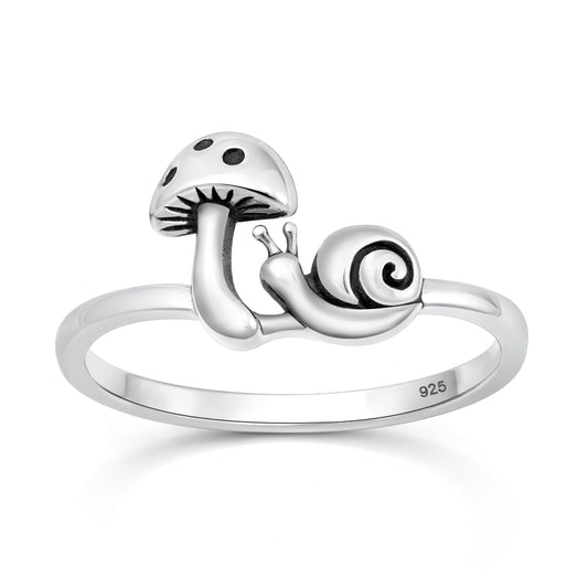 Silver Ring - Mushroom & Snail
