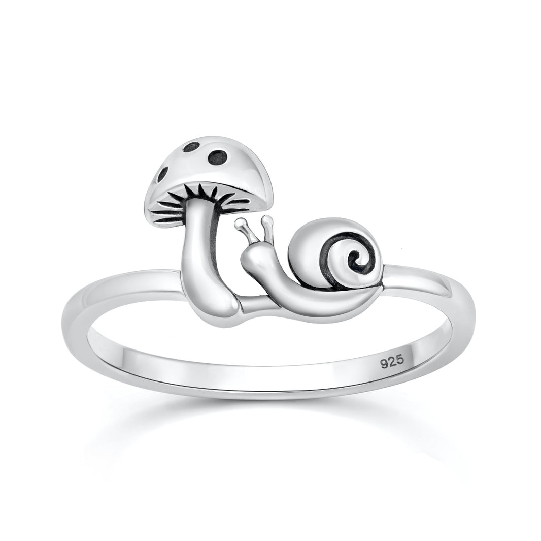 Silver Ring - Mushroom & Snail