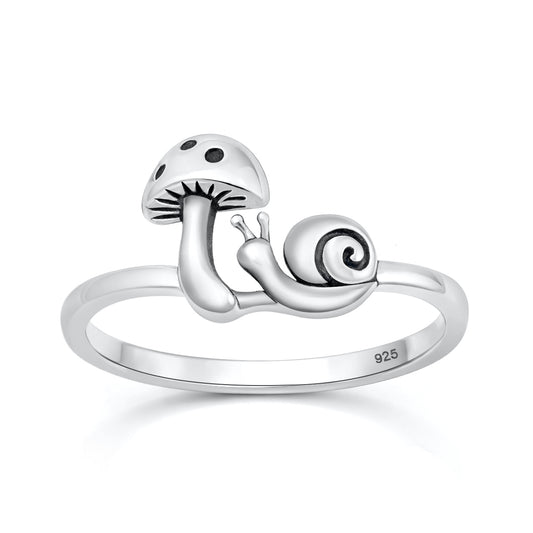 Silver Ring - Mushroom & Snail