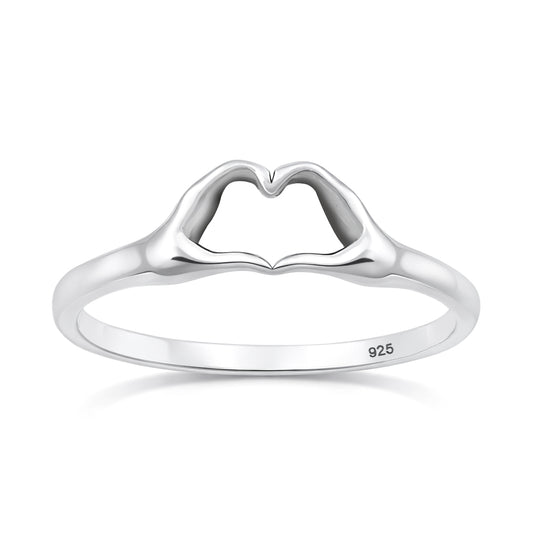Silver Ring - Heart Hands