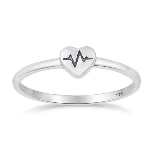 Silver Ring - Heart EKG
