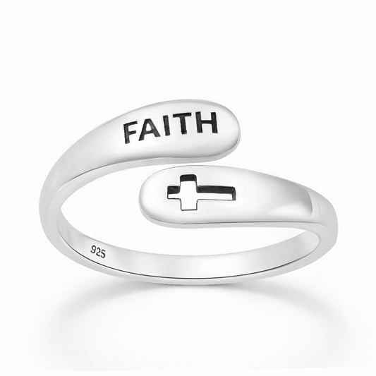 Silver Ring - Faith & Cross