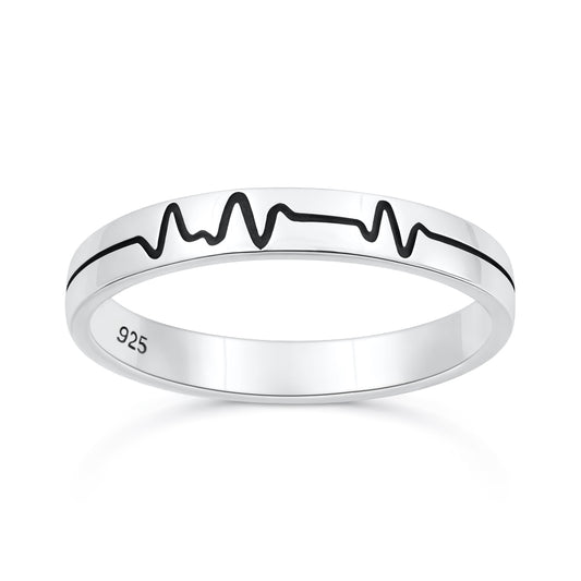 Silver Ring - Heartbeat EKG