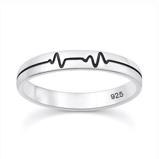 Silver Ring - Hearbeat EKG Band