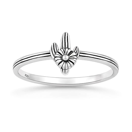 Silver Ring - Cactus & Flower