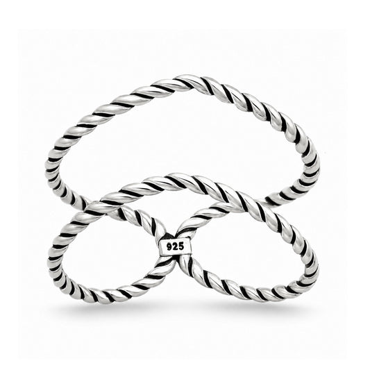 Silver Ring - Twisted V-Shape