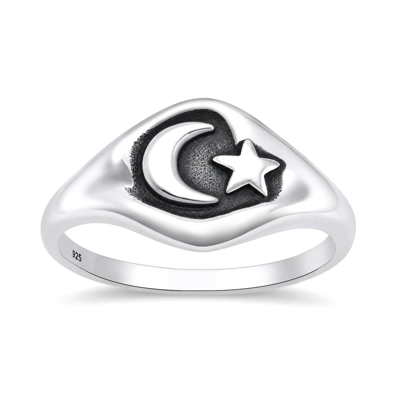 Silver Ring - Moon & Star