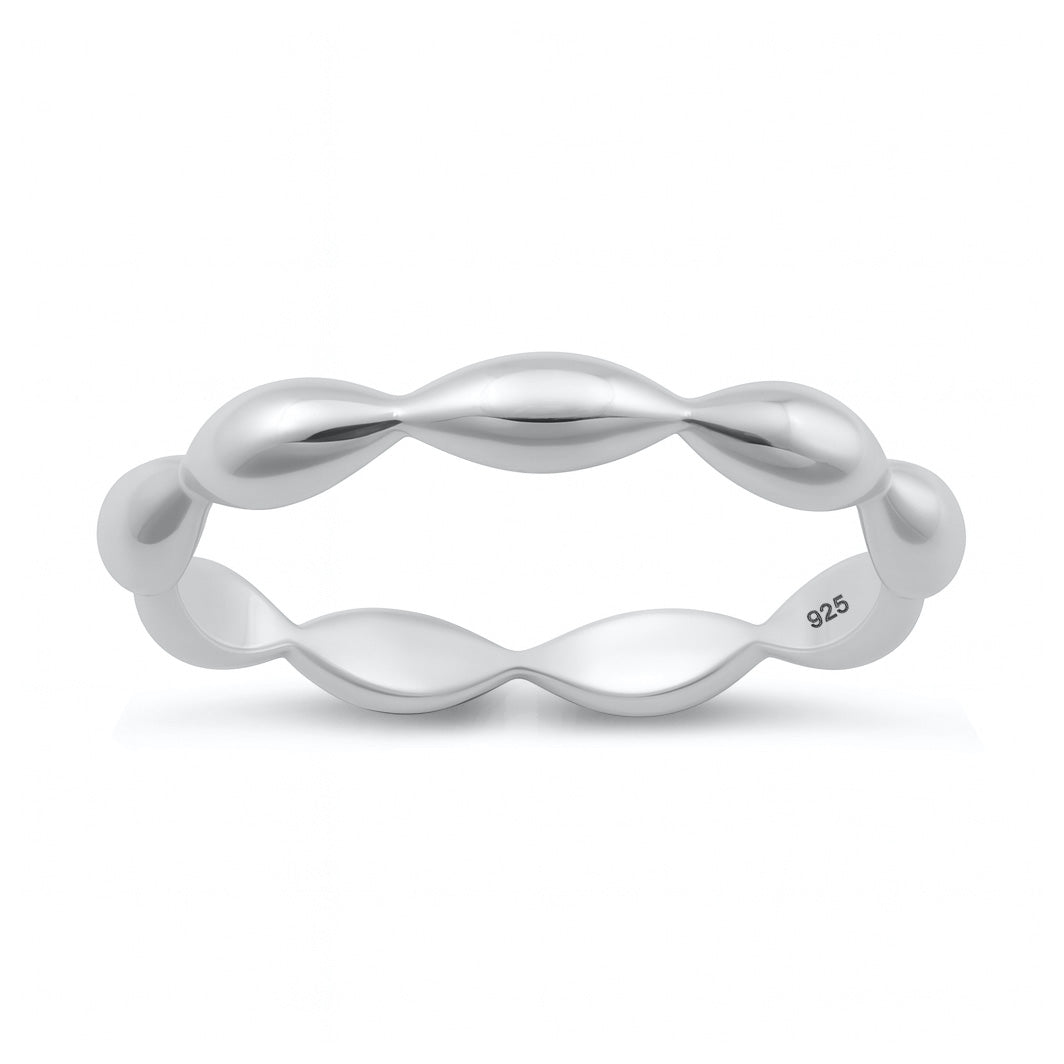 Silver Ring - Bead Wave