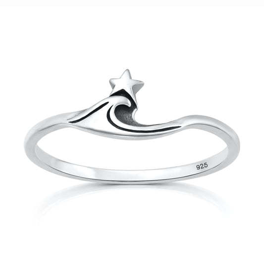 Silver Ring - Wave & Star