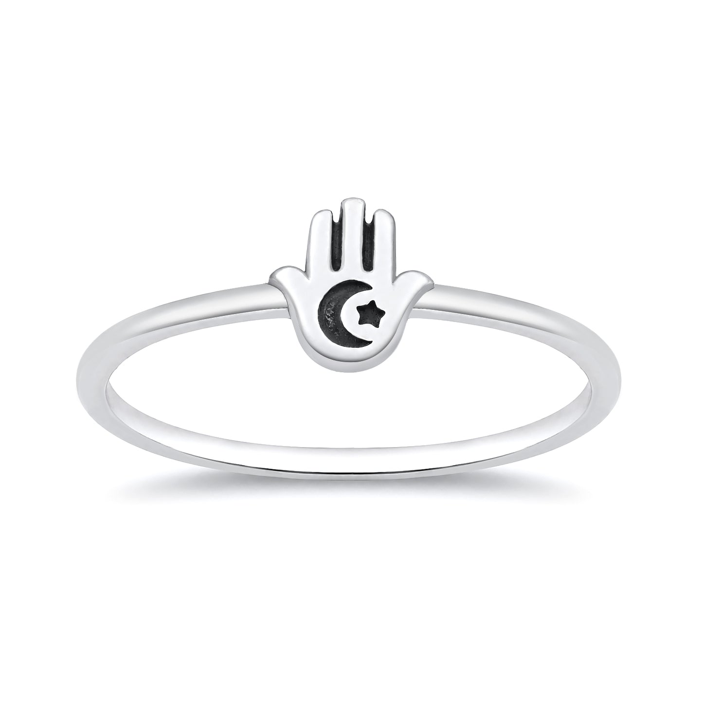 Silver Ring - Hamsa Moon Star